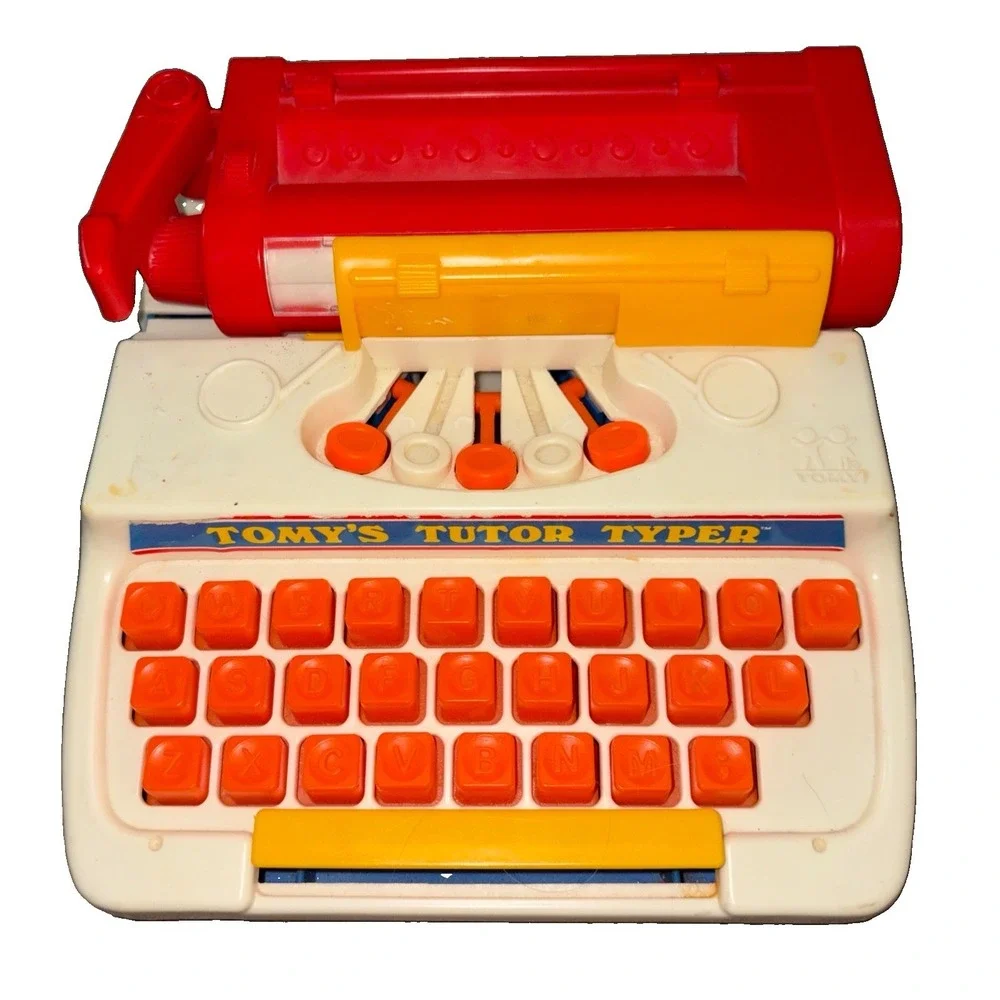 Tomy's Tutor Typer Typewriter Plastic Toy Works TOMY 1977 Vintage TESTED WORKS